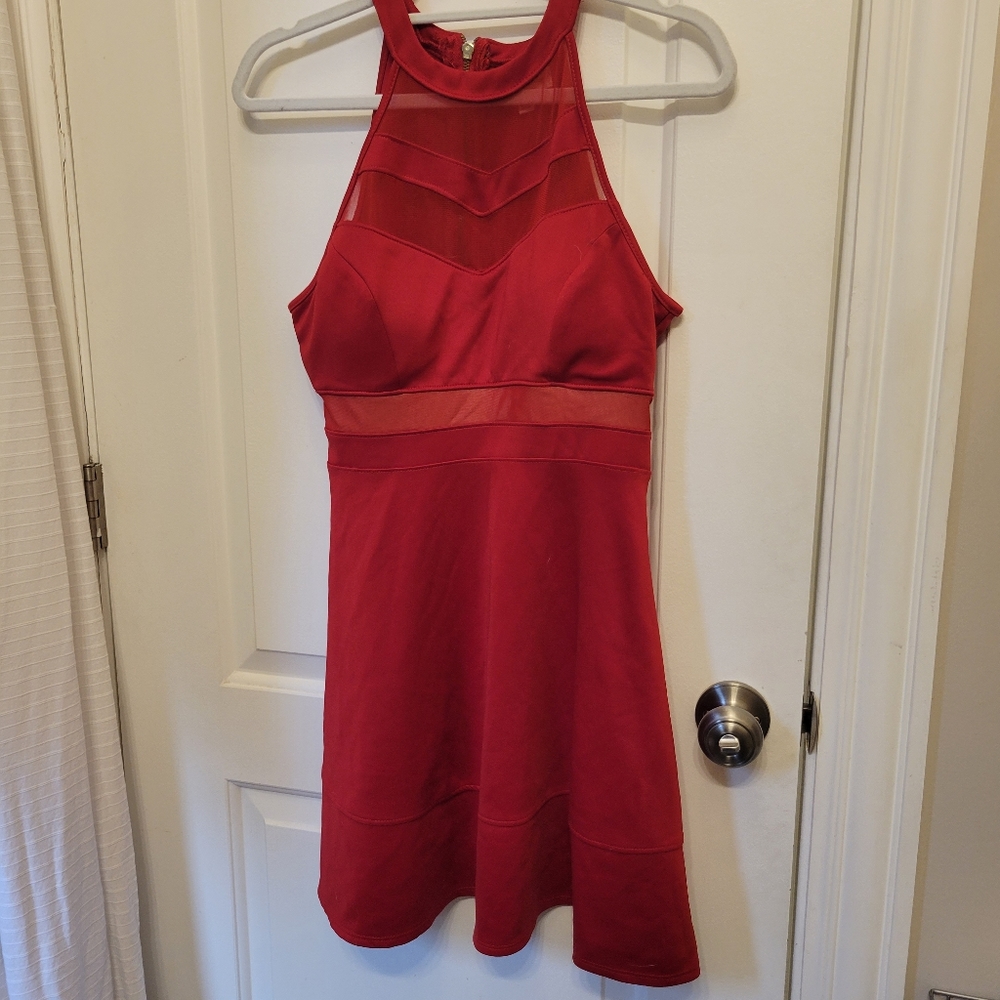 Burgundy High Neck Dress